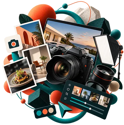 Composición de fotografía profesional y contenido visual